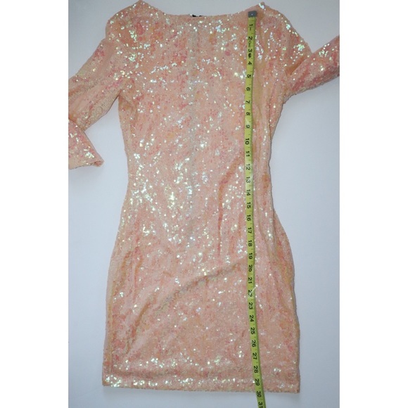 Nasty Gal Glamorous Peach Metallic Iridescent Sequin Dress - Picture 7 of 14